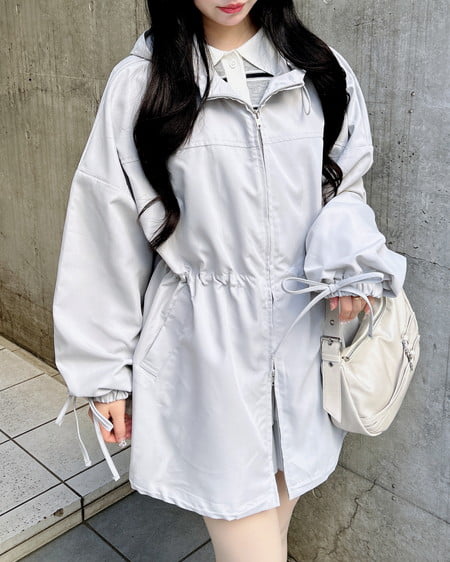 INGNI(イング) ミドル丈袖リボン2Wayマウンテンパーカー ライトグレー