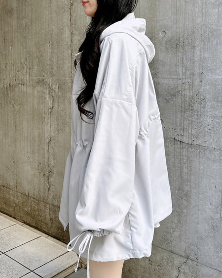 INGNI(イング) ミドル丈袖リボン2Wayマウンテンパーカー ライトグレー