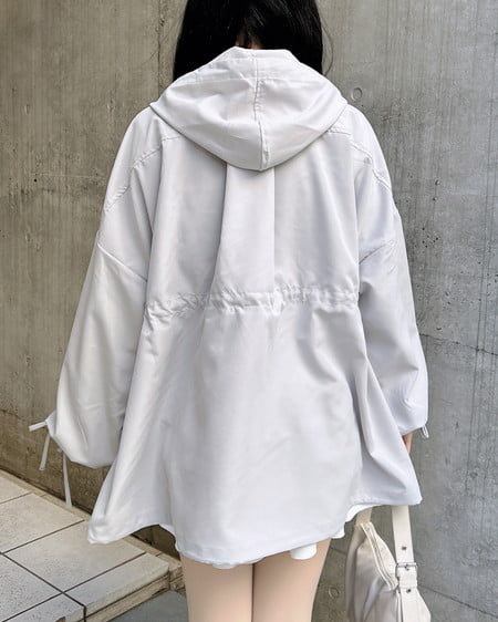 INGNI(イング) ミドル丈袖リボン2Wayマウンテンパーカー ライトグレー