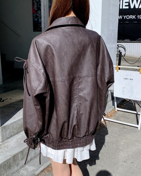 INGNI(イング) マルチWayリボンフェイクレザービッグブルゾン ブラウン