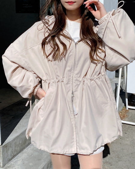 INGNI(イング) ミドル丈袖リボン2Wayマウンテンパーカー ライトベージュ