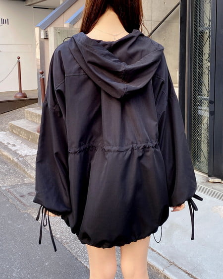 INGNI(イング) ミドル丈袖リボン2Wayマウンテンパーカー クロ