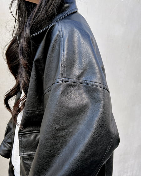 INGNI(イング) マルチWayリボンフェイクレザービッグブルゾン クロ