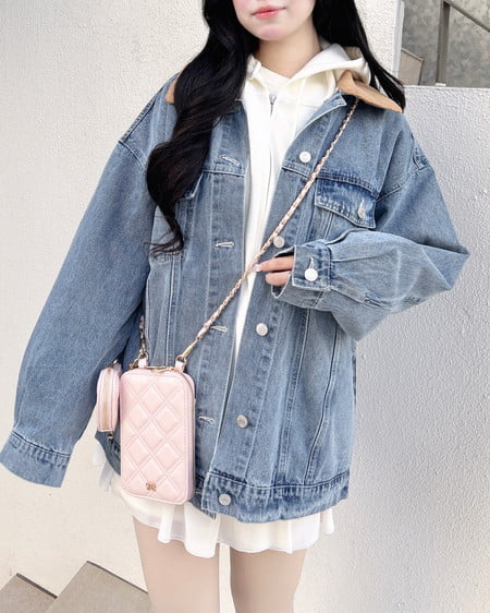 INGNI(イング) 襟異素材取り外しビッグGジャン デニム/ライトブルー