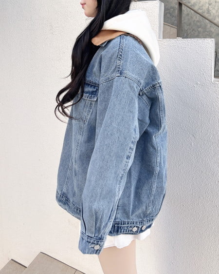 INGNI(イング) 襟異素材取り外しビッグGジャン デニム/ライトブルー