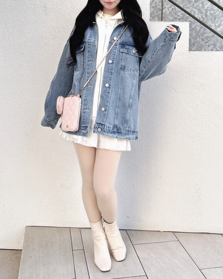 INGNI(イング) 襟異素材取り外しビッグGジャン デニム/ライトブルー