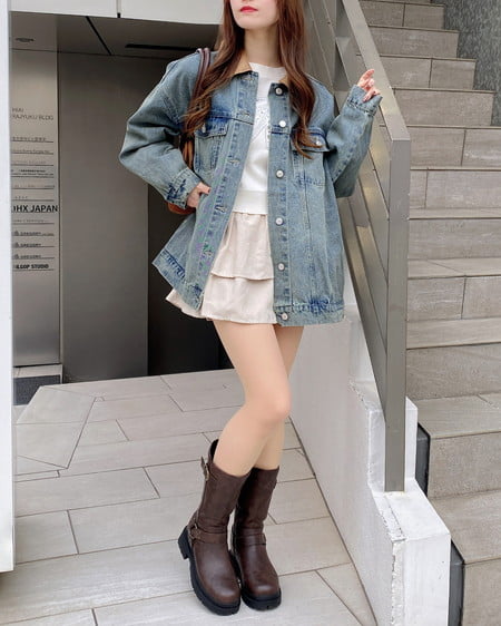 INGNI(イング) 襟異素材取り外しビッグGジャン デニム/ブルー