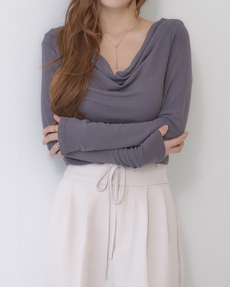 INGNI(イング) ギャザードレープトップス チャコールグレー