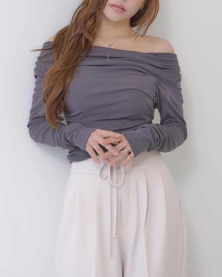 INGNI(イング) ギャザードレープトップス チャコールグレー