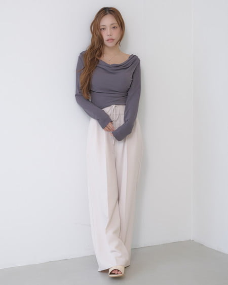 INGNI(イング) ギャザードレープトップス チャコールグレー