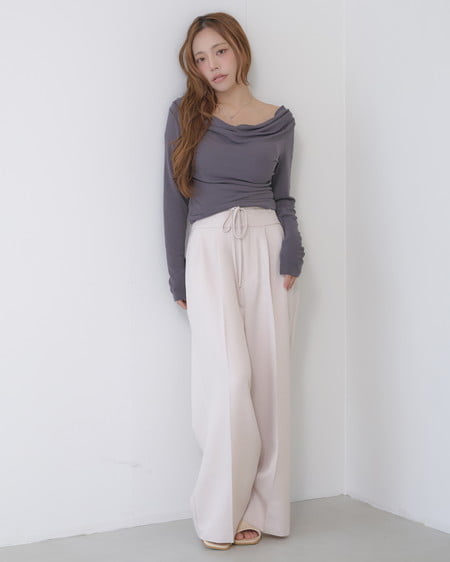 INGNI(イング) ギャザードレープトップス チャコールグレー