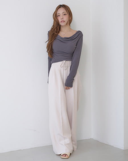 INGNI(イング) ギャザードレープトップス チャコールグレー