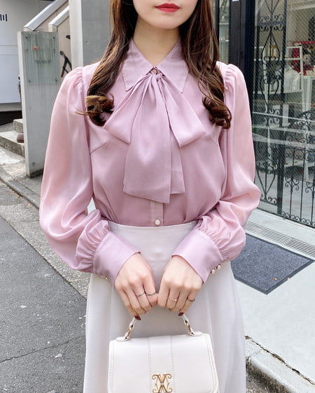 INGNI(イング) シアーボウタイブラウス ピンク