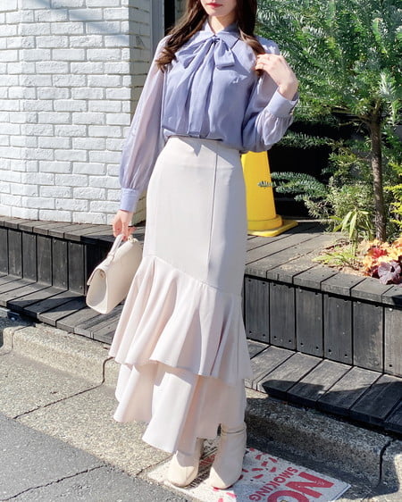 INGNI(イング) シアーボウタイブラウス ブルーグレー