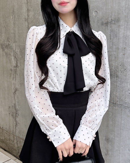 INGNI(イング) シアーボウタイブラウス オフ/ドット