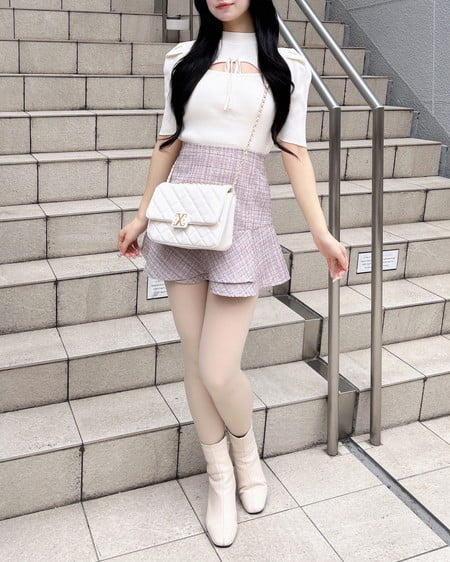 INGNI(イング) デコルテオープン5分袖ニット オフホワイト