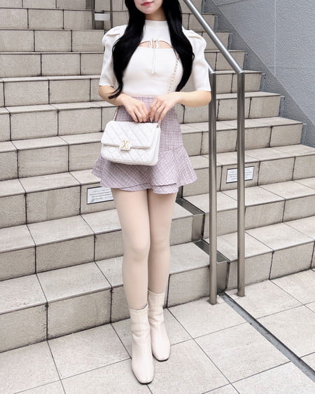 INGNI(イング) デコルテオープン5分袖ニット オフホワイト