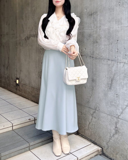 INGNI(イング) バックリボンマーメイドスカート サックス