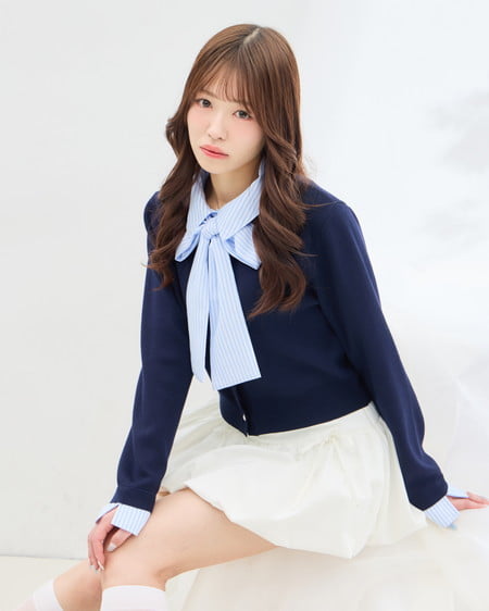 INGNI(イング) ボウタイドッキングニット コン/ブルーストライプ