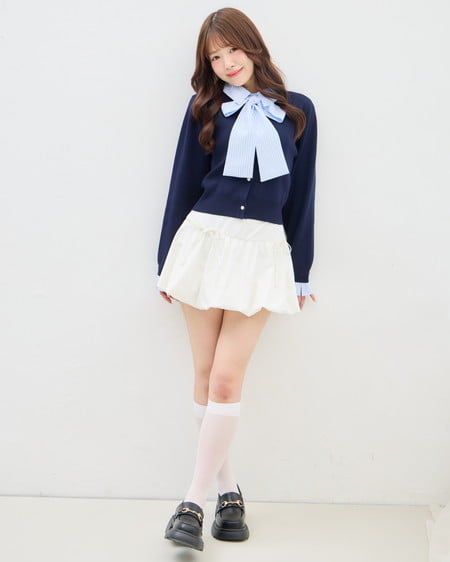 INGNI(イング) ボウタイドッキングニット コン/ブルーストライプ