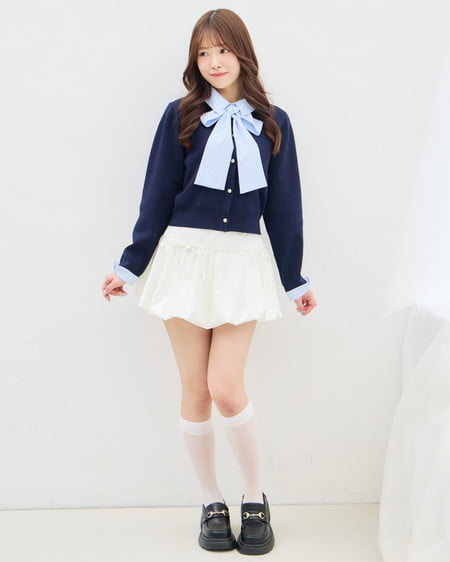 INGNI(イング) ボウタイドッキングニット コン/ブルーストライプ