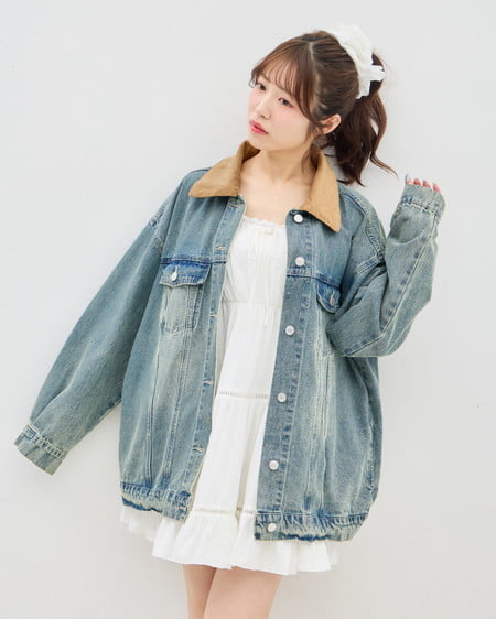 INGNI(イング) 襟異素材取り外しビッグGジャン デニム/ブルー