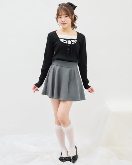 INGNI(イング) バックリボンラメフレアスカパン グレー