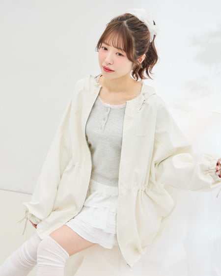 INGNI(イング) ミドル丈袖リボン2Wayマウンテンパーカー アイボリー