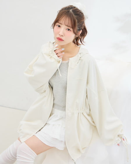 INGNI(イング) ミドル丈袖リボン2Wayマウンテンパーカー アイボリー