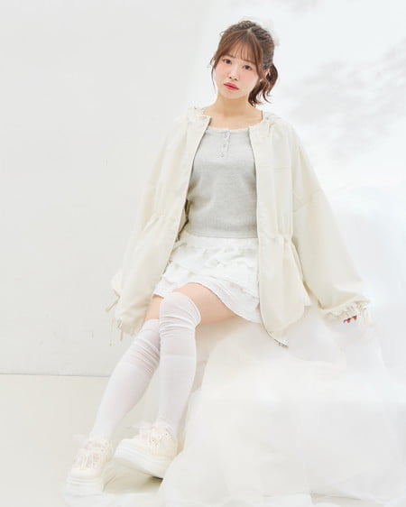 INGNI(イング) ミドル丈袖リボン2Wayマウンテンパーカー アイボリー