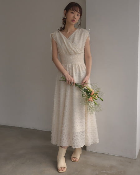 INGNI(イング) ジャガードフリンジワンピース アイボリー