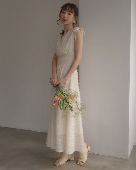 INGNI(イング) ジャガードフリンジワンピース アイボリー