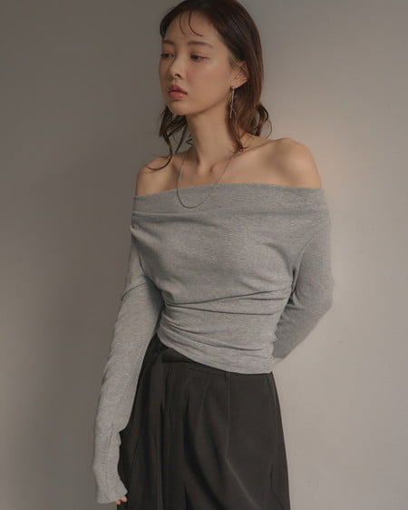 INGNI(イング) ギャザードレープトップス ライトグレー