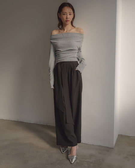 INGNI(イング) ギャザードレープトップス ライトグレー