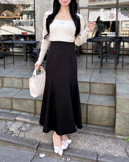 INGNI(イング) バックリボンマーメイドスカート クロ