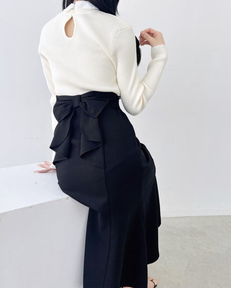 INGNI(イング) バックリボンマーメイドスカート クロ