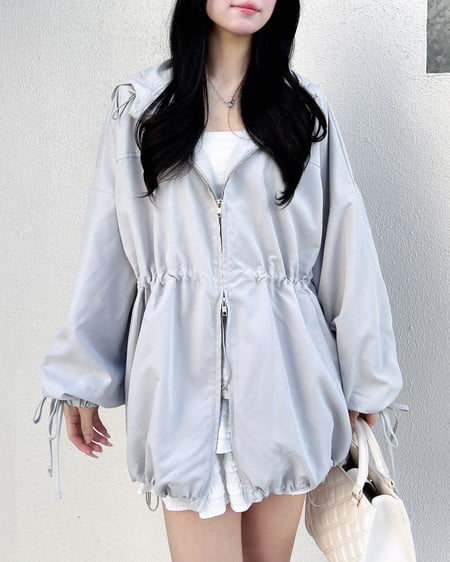 INGNI(イング) ミドル丈袖リボン2Wayマウンテンパーカー ライトグレー