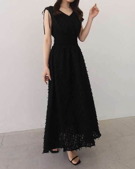 INGNI(イング) ジャガードフリンジワンピース クロ