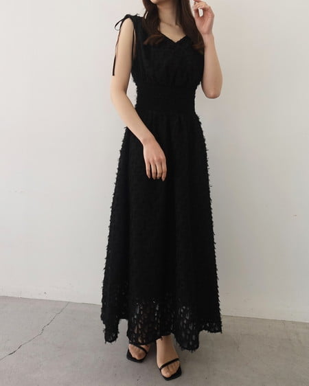 INGNI(イング) ジャガードフリンジワンピース クロ