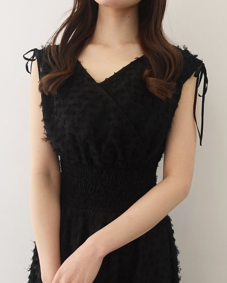 INGNI(イング) ジャガードフリンジワンピース クロ