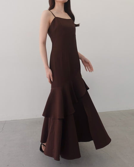 INGNI(イング) バックレースアップアシメスリットキャミワンピース ダークブラウン