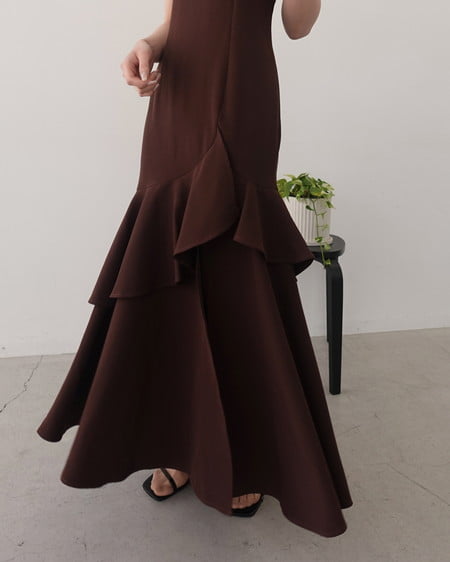 INGNI(イング) バックレースアップアシメスリットキャミワンピース ダークブラウン