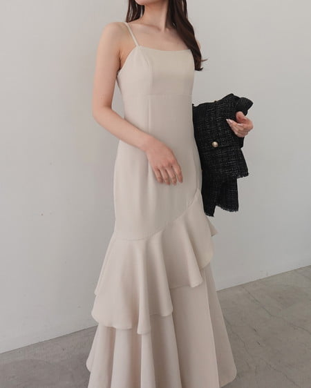 INGNI(イング) バックレースアップアシメスリットキャミワンピース ライトベージュ