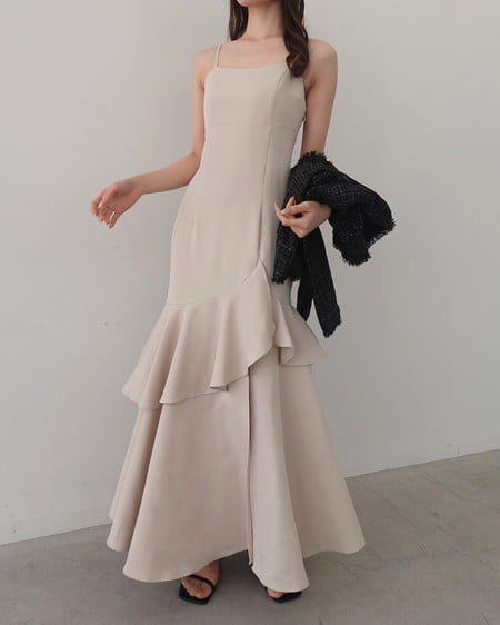 INGNI(イング) バックレースアップアシメスリットキャミワンピース ライトベージュ