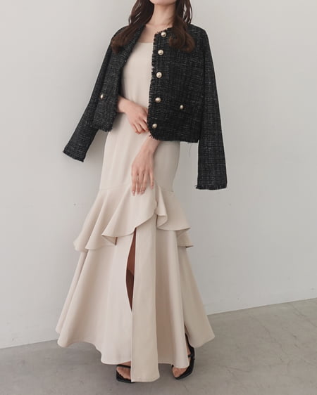 INGNI(イング) バックレースアップアシメスリットキャミワンピース ライトベージュ