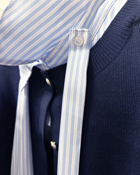 INGNI(イング) ボウタイドッキングニット コン/ブルーストライプ