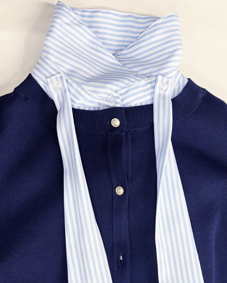 INGNI(イング) ボウタイドッキングニット コン/ブルーストライプ