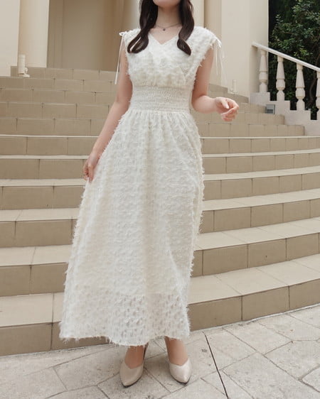 INGNI(イング) ジャガードフリンジワンピース アイボリー