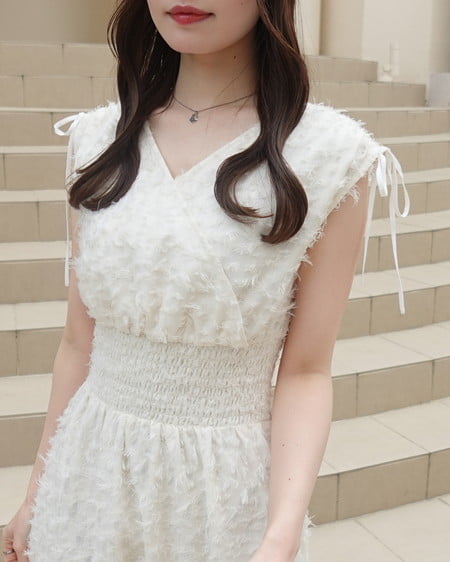 INGNI(イング) ジャガードフリンジワンピース アイボリー