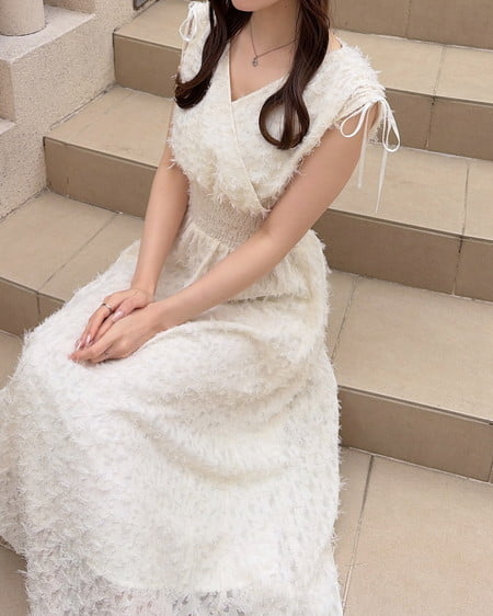 INGNI(イング) ジャガードフリンジワンピース アイボリー